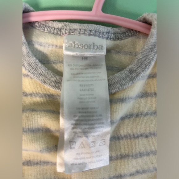 Absorba Light Yellow & Grey 3 Bear Snap Close Footie Pajama, Baby Size 6-9month - Picture 10 of 10